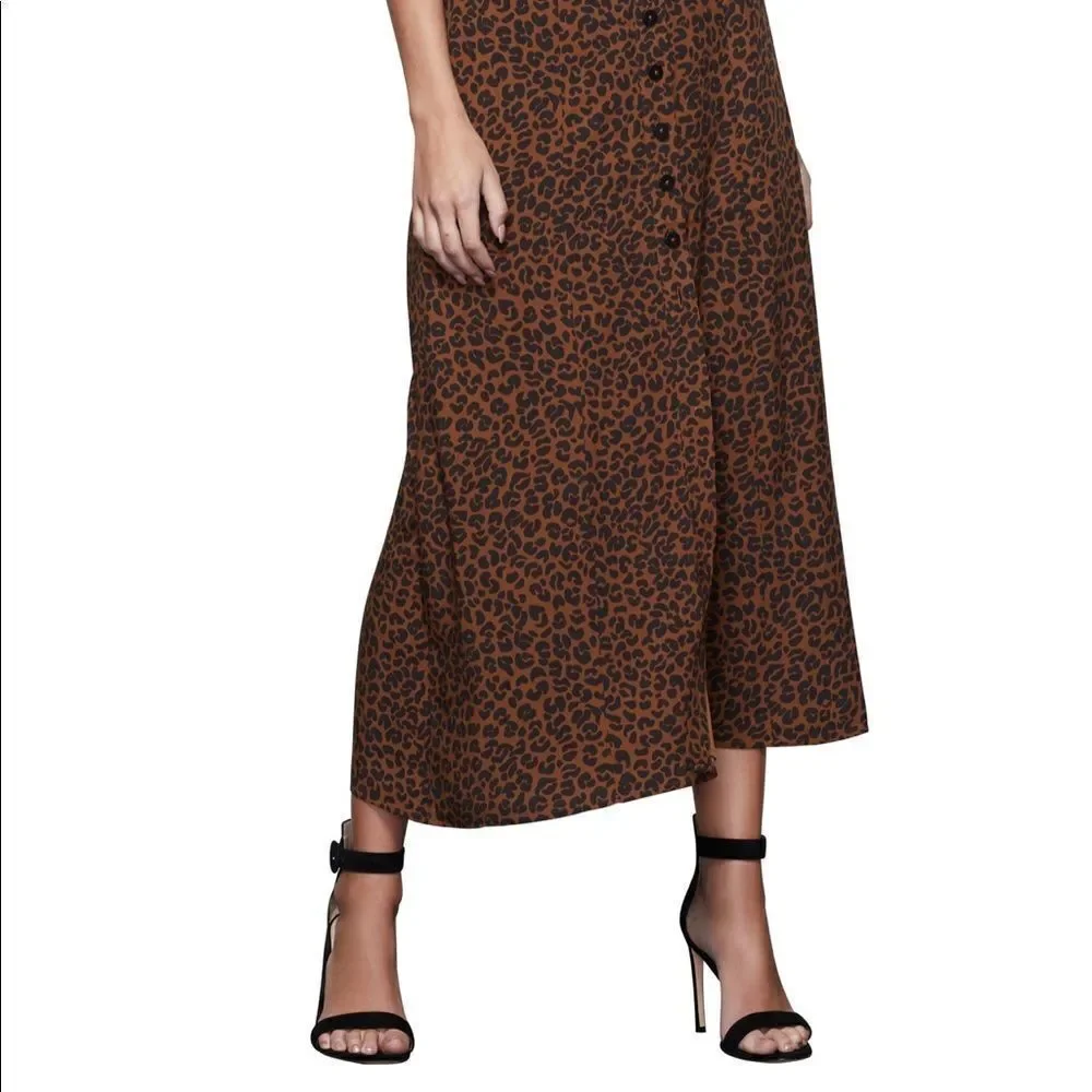 Good American Corset Leopard Print Puff Sleeve Maxi Dress Sml XL  Mocha Mousse - Picture 7 of 15